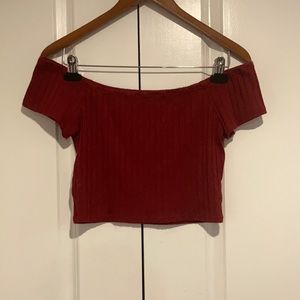 Off the shoulder red crop top